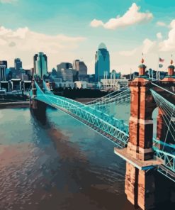 Covington Kentucky Roebling Bridge Diamond Painting