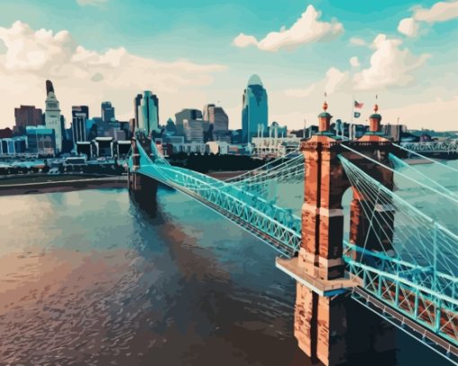 Covington Kentucky Roebling Bridge Diamond Painting