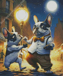 Dancing Dogs In Street Diamond Painting