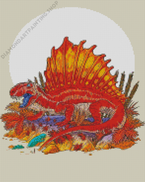 Dimetrodon Animal Illustration Art Diamond Painting