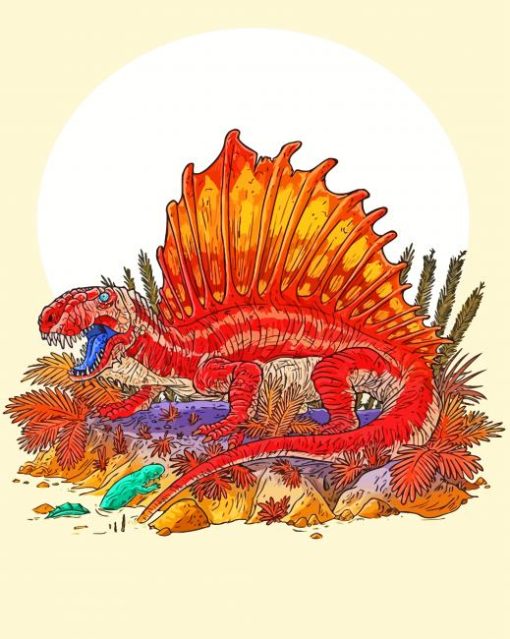 Dimetrodon Animal Illustration Art Diamond Painting