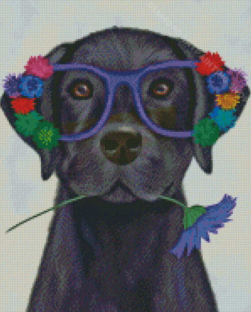 Dog In Glasses Diamond Painting