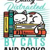 Easily Distracted By Cats And Books Poster Art Diamond Painting