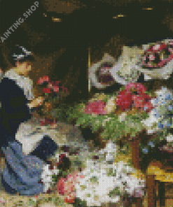 Flower Seller Making Her Bouquets Diamond Painting