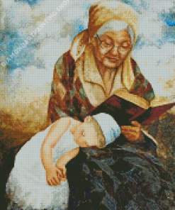 Grandma Reading A Story Diamond Painting