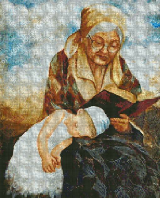 Grandma Reading A Story Diamond Painting