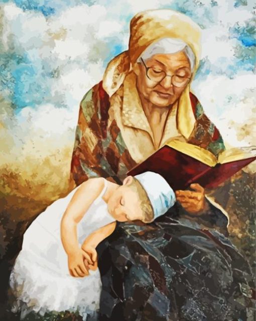 Grandma Reading A Story Diamond Painting