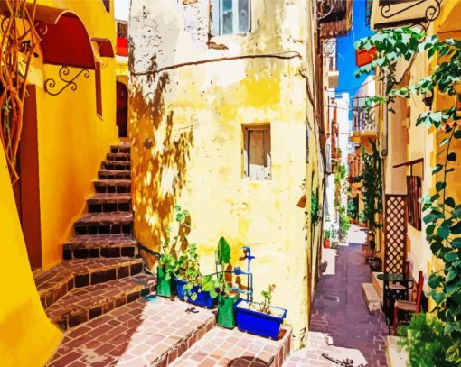 Alley In Greece Chania Old City For Diamond Painting