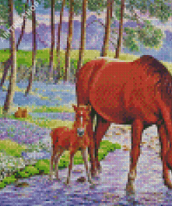 Horse Drinking Diamond Painting