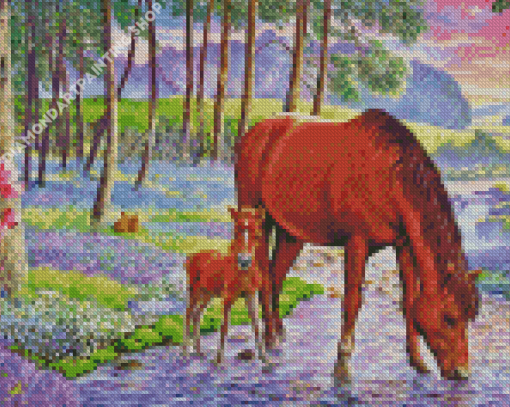 Horse Drinking Diamond Painting