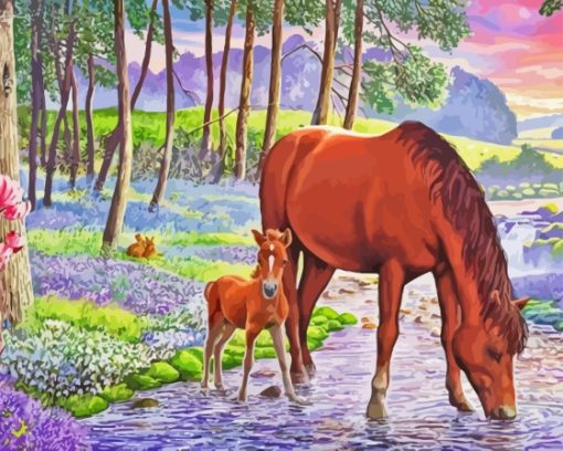 Horse Drinking Diamond Painting