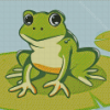 Illustration Green Frog On Lily Pad Diamond Painting