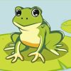 Illustration Green Frog On Lily Pad Diamond Painting