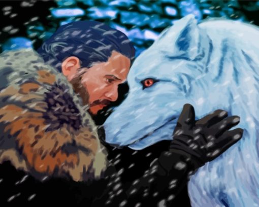 Jon Snow And Ghost Diamond Painting