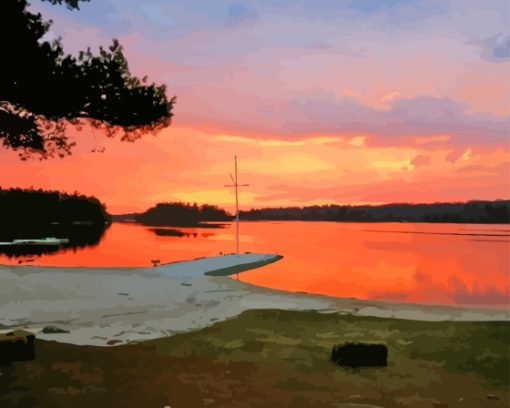 Lake Naomi Sunset Diamond Painting