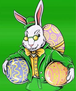 Leprechaun Rabbit Holding Eggs Diamond Painting