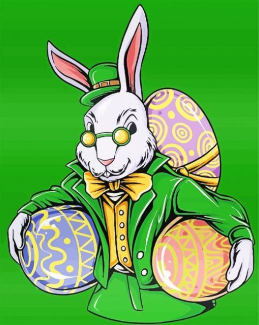 Leprechaun Rabbit Holding Eggs Diamond Painting