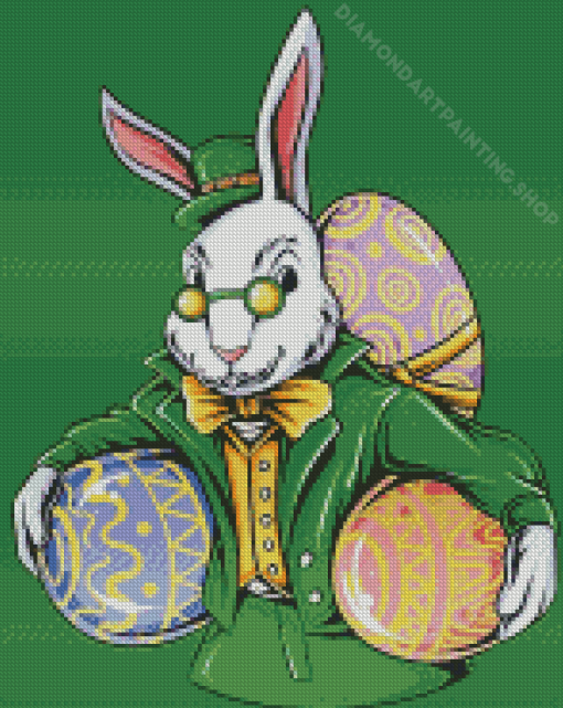 Leprechaun Rabbit Holding Eggs Diamond Painting