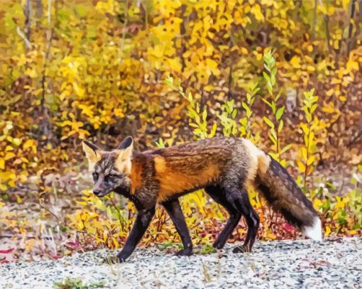 Melanistic Fox Diamond Painting