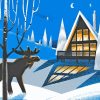 Moose In Winter Illustration Diamond Painting