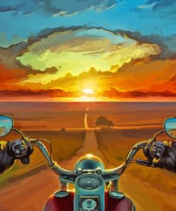 Motorcycle Ride Sunset Diamond Painting