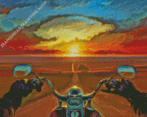 Motorcycle Ride Sunset Diamond Painting