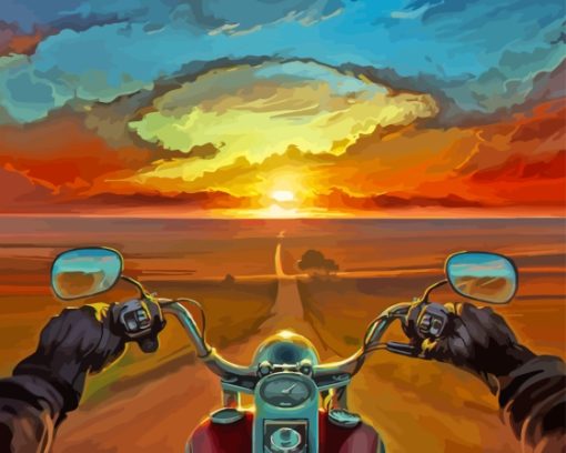 Motorcycle Ride Sunset Diamond Painting