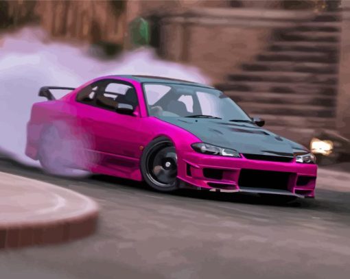 Nissan S15 Pink Car Diamond Painting