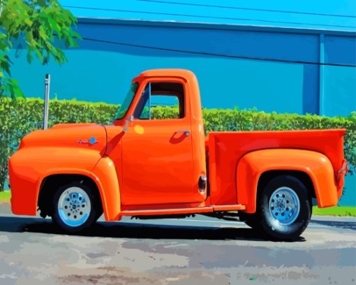 Orange 1955 Ford Pickup Diamond Painting