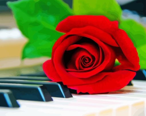 Piano Keys With Rose Diamond Painting