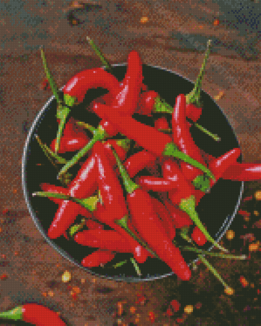 Red Hot Peppers Bowl Diamond Painting