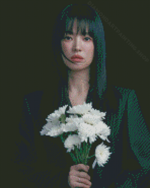 Song Hye Kyo Holding Flowers Diamond Painting