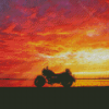 Sport Motorcycle Silhouette At Sunset Diamond Painting