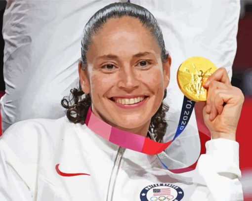 Sue Bird Basketball Player Smiling For Diamond Painting