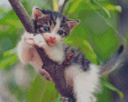 Tree Kitten Diamond Painting