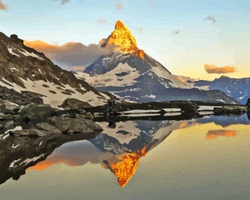 Zermatt Mount Water Reflection Diamond Painting