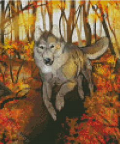 Abstract Autumn Wolf Diamond Painting