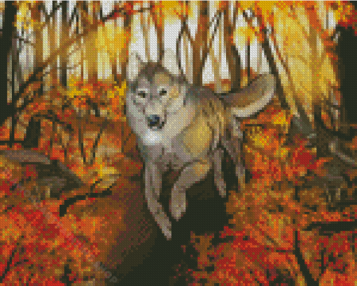 Abstract Autumn Wolf Diamond Painting