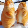 Adorable Fat Cats In Snow For Diamond Painting