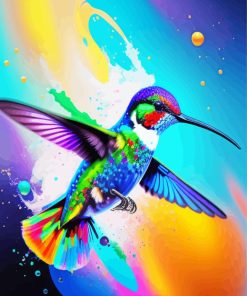 Abstract Splatter Hummingbird Diamond Painting