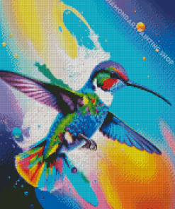 Abstract Splatter Hummingbird Diamond Painting