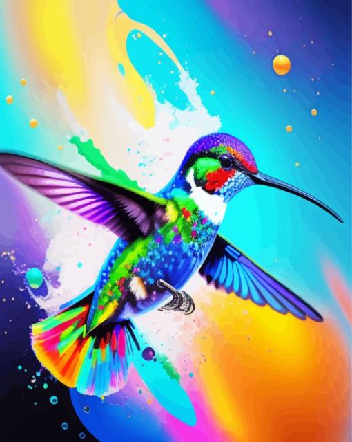 Abstract Splatter Hummingbird Diamond Painting