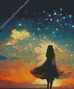 Aesthetic Girl Watching Sky Diamond Painting