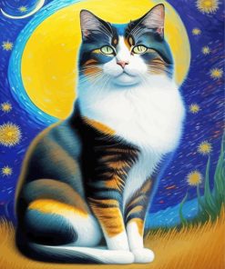 Aesthetic Starry Night Cat Diamond Painting