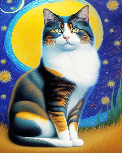 Aesthetic Starry Night Cat Diamond Painting