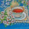 Aesthetic Tea And Flowers Diamond Painting