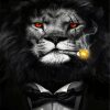 Black And White Lion Smoking Cigar Diamond Painting