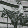 Black And White Western Cowgirl With Horse Diamond Painting