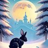 Black Bunny In Snow Diamond Painting