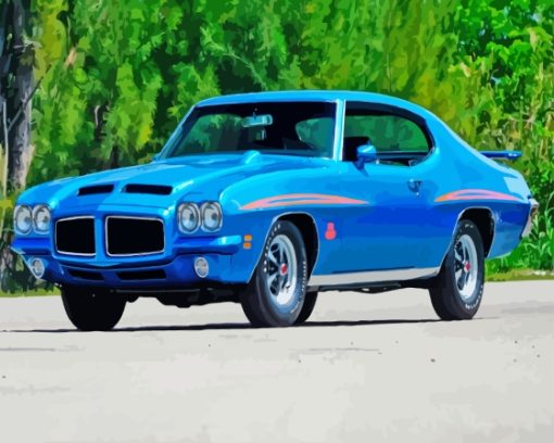 Blue 1971 Gto Judge Car Diamond Painting